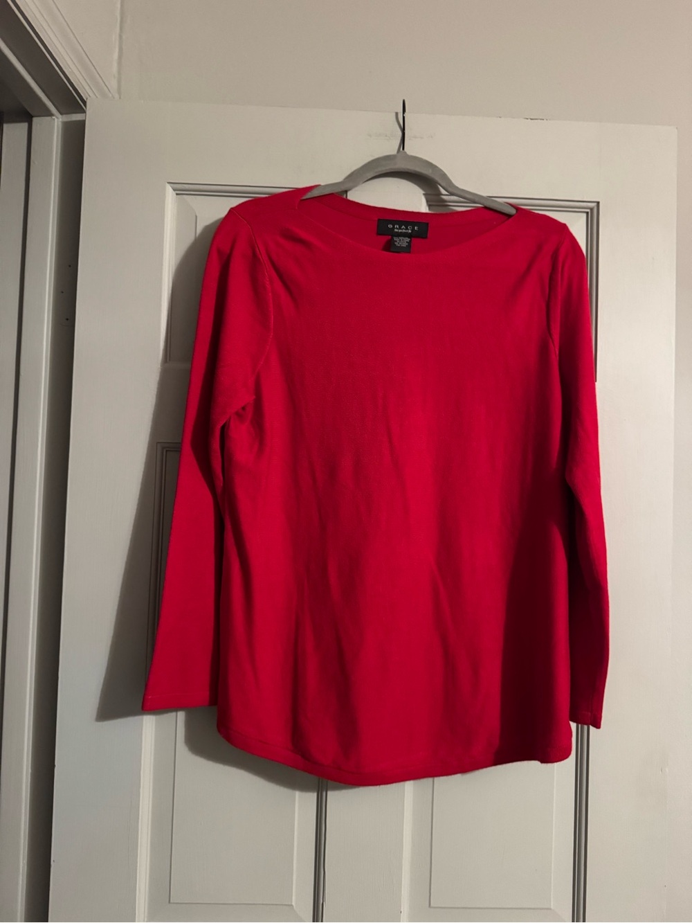 Grace Bright Red Scoop Neck Long-Sleeve Sweater